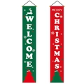 Set di striscioni natalizi per porta con scritte su tessuto Oxford rosso e verde decorativo - Stile Distico Verde Foresta e Rosso (01)