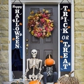Striscioni per portico di Halloween con zucche e fantasmi su sfondo blu scuro - Set di Banner Lunghi per Portico di Halloween / Blu navy