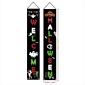 Detail of Halloween door banners featuring cartoon pumpkins and ghosts measuring 13x71 inches - Welcome and Halloween Design (D)