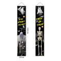 Halloween door banner set with skeleton, ghost, and pumpkin motifs, 180x30cm size - Black White Ghost Skeleton Style(22)