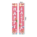 Rosa Happy Easter Türbanner mit Hasen und bunten Eiern Dekoration, Format 30x180cm - Rosa Stil (DL-009B)