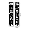 Halloween Trick or Treat porch banners with skull and bat graphics, 180x30cm set - Black White High Contrast Reaper Style(9)