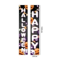 Halloween door banner set with Happy Halloween text and spooky pumpkin patterns - Black Base Colorful Pumpkin Skeleton Style(10)