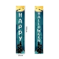 Vertical Halloween banners featuring Happy Halloween text with bats and castle designs - Dark Blue Full Moon Castle Style(11)