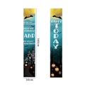 Halloween porch banners with spooky castle and pumpkin design, pair of 30x180cm flags - Bright Moon Castle Pumpkin Style(13)