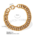 Bracciale a catena cubana dorata in acciaio al titanio con chiusura a molla 11,6 mm - Bracciale / Stile Bracciale Oro (SL24)