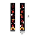 Black Halloween Trick or Treat porch banners with spooky illustrations 180x30cm - Black Base Red Art Pumpkin Style(21)
