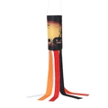 Close-up of Halloween windsock featuring pumpkin silhouettes and colorful hanging ribbons - Pumpkin-2