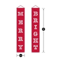 Striscioni natalizi Merry Bright in poliestere rosso per porta, 180x30cm set - Merry Bright Testo Bianco Rosso (Modello 4)