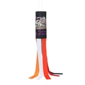 Halloween windsock featuring a skeleton in coffin with colorful hanging streamers - Skull