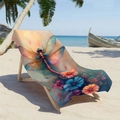 Microfiber beach towel featuring artistic dragonfly and floral print on a sunny coast - M / Dragonfly Floral Style