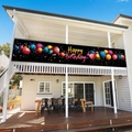 Striscione colorato Buon Compleanno con palloncini appeso al balcone per feste - 200x40cm / Palloncini Colorati
