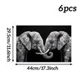 Detail van 6 stuks mystieke olifant placemats met bloemmotieven en afmetingen erop - Mystieke Olifant / 6 Stuks