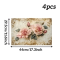 Detailed size guide for the 4-piece set of rose table mats measuring 44cm by 29.5cm - 4Pcs / Victoria Pink Rose
