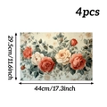 Set of 4 vintage rose floral placemats, 44x29.5cm heat resistant table mats for dining decor - Vintage Rose (4pcs)