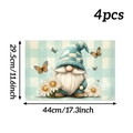 Detail view of 4pcs gnome placemats with daisy and butterflies, sized 44x29.5cm - 4 Pieces