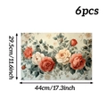 Detailed size view of 6pcs vintage rose floral placemats measuring 44cm by 29.5cm - Vintage Rose (6pcs)
