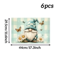 Set of 6 gnome placemats with 44x29.5cm dimensions for spring holiday table decor - 6pcs Set