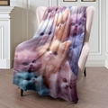 Soft flannel blanket with colorful kitten digital print draped over a cozy armchair - Colorful Cat Print / 100x150cm