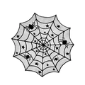 Tovaglia di Halloween bianca tonda con motivo di ragnatela, ragni e stelle nere - Tovaglia Rotonda Stella 102cm