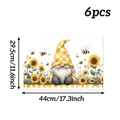 Set van 6 placemats met zonnebloem-gnome print, 44x29,5 cm, decoratieve voorjaarsmatten - Stijl 2