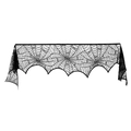 Black lace spider web table runner for Halloween decoration and spooky party theme - Fireplace Scarf 45x244cm