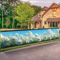 Detail of outdoor daisy fence screen featuring realistic floral print for garden privacy - 200x40cm / Daisy Flower Meadow