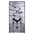 Halloween black lace fireplace scarf with bats, spider webs, and moon festival decor - Bat Door Curtain 102x210cm