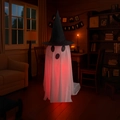 Standing Halloween glowing ghost with black wizard hat and red LED light decoration - 120cm / Red