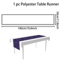 Dimensioni dettagliate del runner da tavola viola Halloween con motivo vintage - 30x180cm / Pipistrello Viola