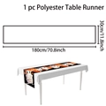 Detailed size chart and layout of 180x30cm polyester Halloween table runner with ghosts - Cute Ghost / 30x180cm