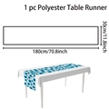 Polyester tafelloper met blauw boze oog patroon en afmetingen 180x30cm voor Halloween decor - Blauw Oogpatroon (ai-Standaardmaat)