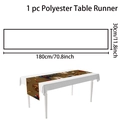 Detail view of vintage magic themed table runner showing the 180cm by 30cm size dimensions - 30x180cm / Brown Magic Hat