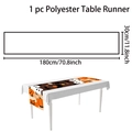 Detailed size chart for 180cm Halloween table runner with pumpkins and ghosts - Cute Ghost Pumpkin / Long Style