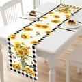 Polyester tafelloper met zonnebloemen vlinders patronen en You are My Sunshine tekst - Zonnebloem Vlinder Stijl 2 (ZQ1001-48)