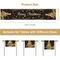 Chemin de table de Noël noir et doré avec rennes et sapins, 180x35 cm - Motif de Noël Noir Or (SD1001-96)