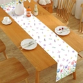 Spring white table runner with colorful tulip and lavender floral patterns for party decor - Floral Print Style (ZQ1001-44)