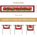 Christmas poinsettia table runner with red buffalo plaid edges and size dimensions - Poinsettia Plaid Style (SD1001-54)
