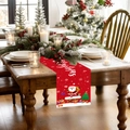 Runner da tavola natalizio rosso con Babbo Natale, renne e scritte festive - Motivo Babbo Natale e Renna (SD1001-86)