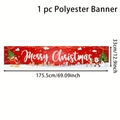 Rote Frohe Weihnachten Banner Außendekoration aus Polyester mit Weihnachtsmann - Weihnachtsmann Rot Illustrationsstil (SD1006-02)