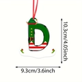 Weihnachtsbaumschmuck mit einem roten und grünen Elfenbuchstaben D und einer Aufhängeschnur - Buchstabe D Stil (D)