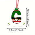 Christmas tree ornament featuring letter G with elf hat and red ribbon hanger - Letter G Style (G)