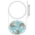 Blue Christmas tree skirt featuring snowman and snowy pine tree patterns, 60cm diameter - Light Blue Snowman Snow Scene Style / 60CM