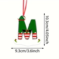 Christmas Elf Letter M Ornament with hat and stripes for festive tree decoration - Letter M Style (M)