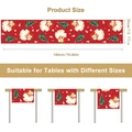Red Christmas table runner 180x35cm with Santa and Xmas trees patterns on white background - Santa Claus & Christmas Tree Print (SD1001-101)