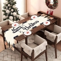 Merry Christmas table runner with black and white plaid border and festive trees - Merry Christmas Letters Trees Style (SD1001-109)