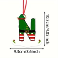 Christmas tree letter N ornament with elf hat and red ribbon, 10.3cm tall holiday decoration - Letter N Style (N)