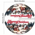 90 cm Weihnachtsbaumdecke mit Schneedorfszene und Merry Christmas Aufdruck - 90cm