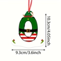 Christmas letter O elf ornament with red hanging rope and size measurements in inches - Letter O Style (O)