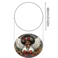 Christmas tree skirt with African angel and floral pattern, 60cm diameter size view - 60cm Diameter (SD1014-31-60)
